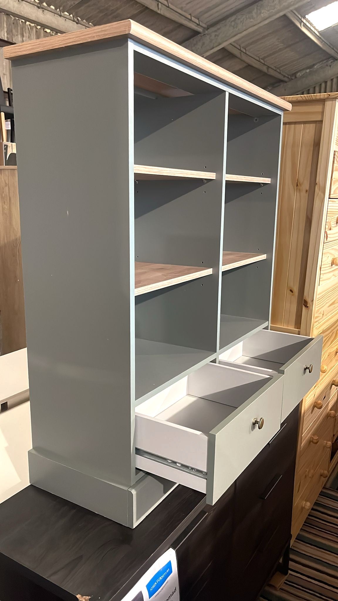 Assembled Winchester 2 Drawer Shelving Unit Bookcase - Green